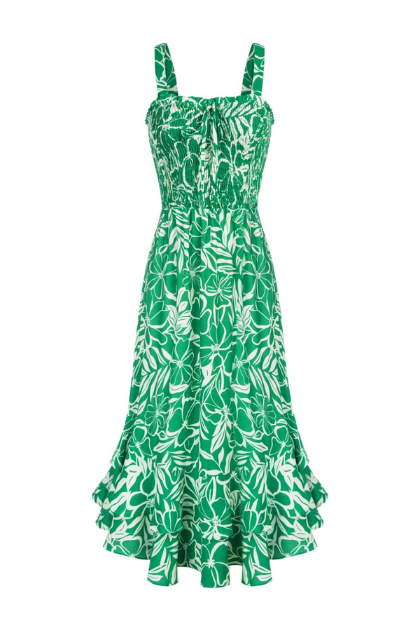 Positano Floral Maxi Dress - Green