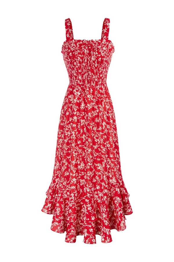 Positano Floral Maxi Dress - Red