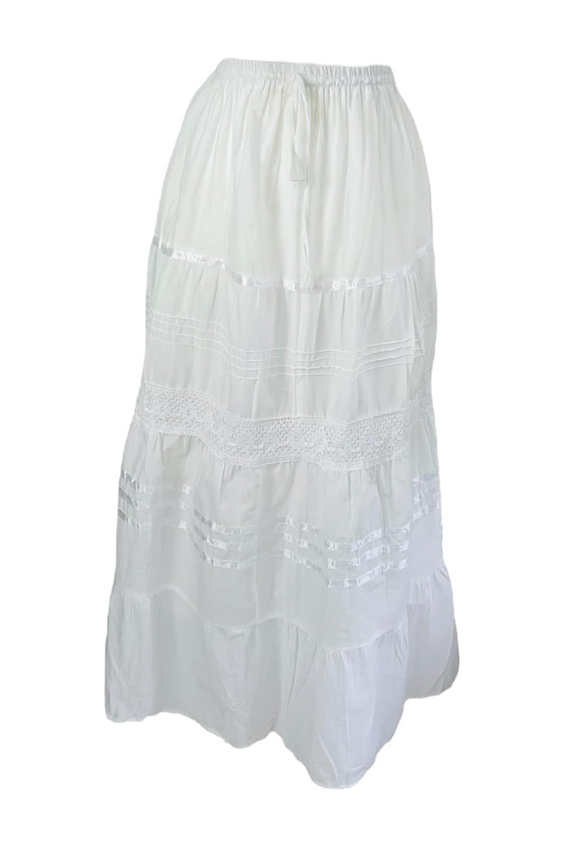 Amalfi Summer Maxi Skirt - White