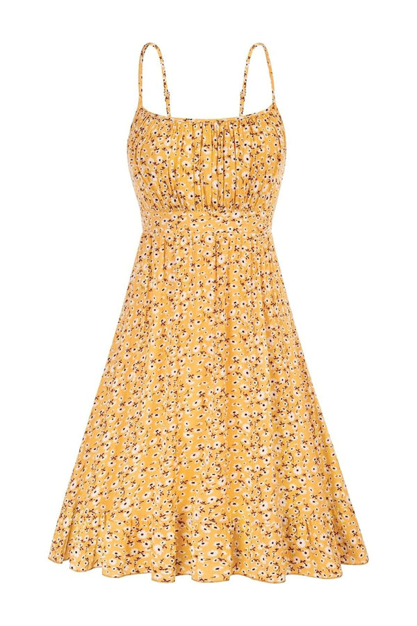 Amalfi Floral Flare Mini Dress - Yellow