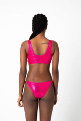 Luxe Gold Chain Two-Piece Bikini - Neon Pink - naliaswim