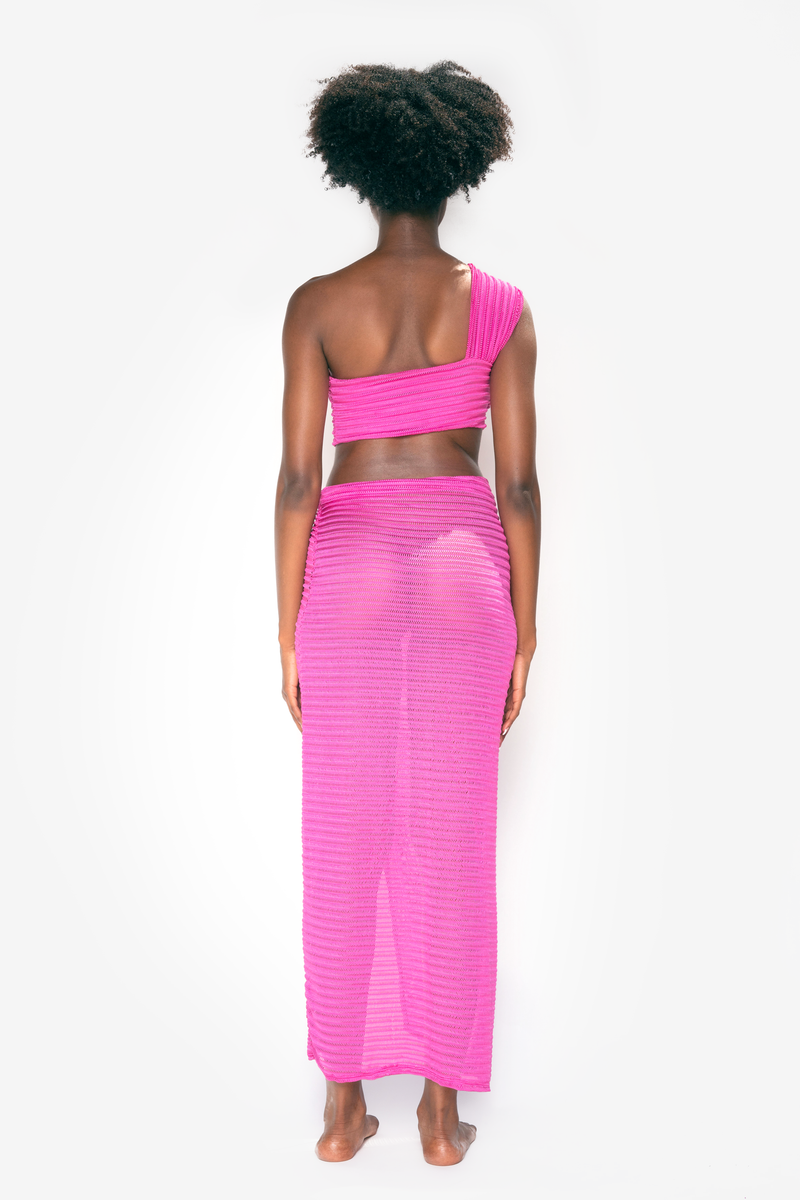 Paraiso Two-Piece Crop Top & Skirt Set - Pink - naliaswim