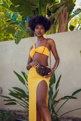 Fresca Two-Piece Crop Top & Skirt Set - Yellow - naliaswim