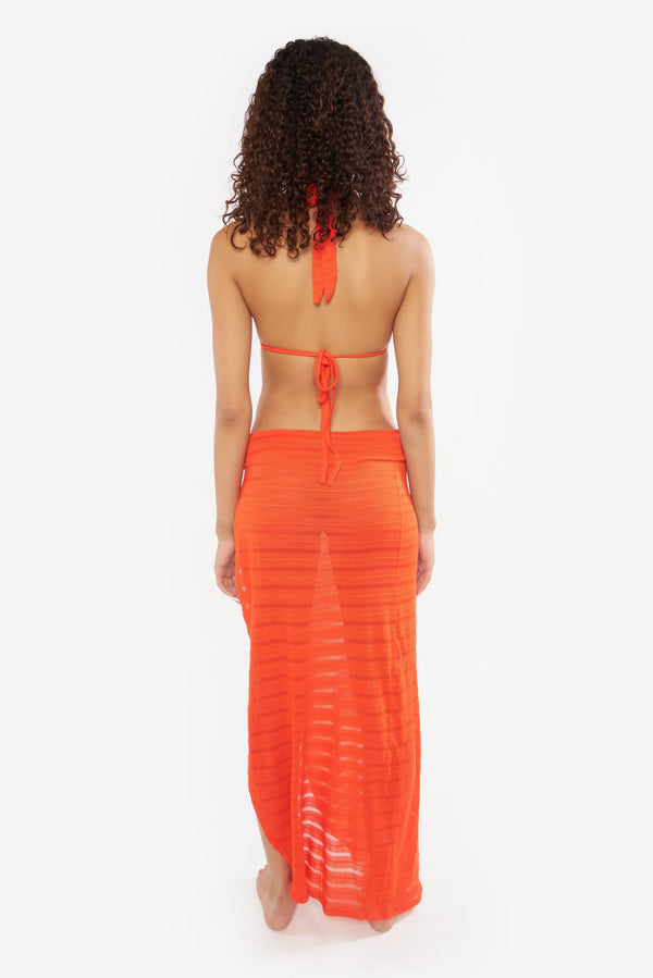 Zama Two-Piece Crop Top & Skirt Set - Orange - naliaswim